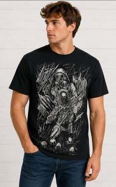 VampireFreaks Gas Mask Post-Apocalypse Graphic T-Shirt Medium New Excellent L300